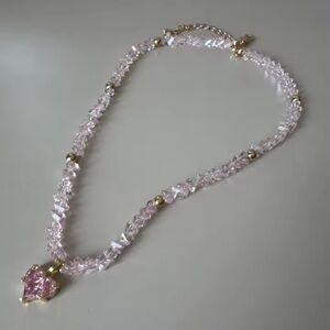 Pink Crystal Heart Necklace